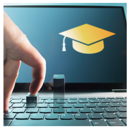 Laptop with picture of mortar board